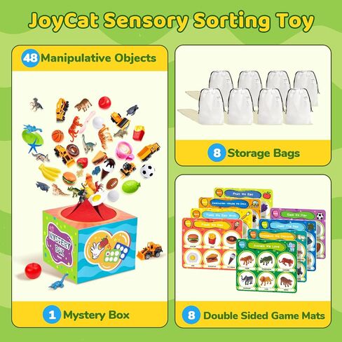 JoyCat Montessori Sensory Sorting Box with 48 Objects for Kids Ages 3-5 | Forty-eight themed objects support sorting, matching, naming and open-ended preschool play in one activity box in Kuwait