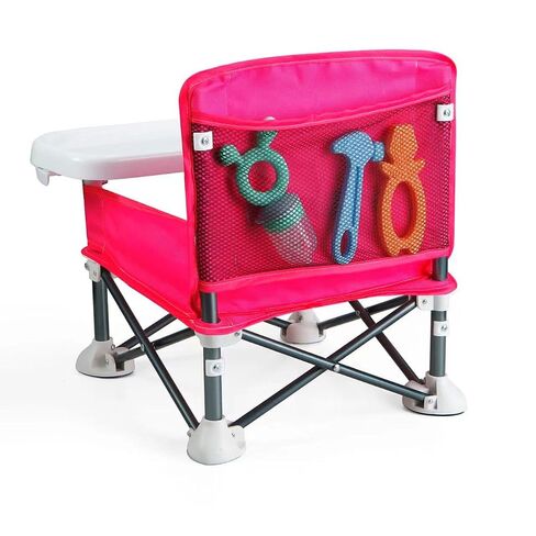 PandaEar Portable Travel Booster Seat with Tray| Folding Baby Seat Booster High Chair for Dining Table| Compact Camping Chair for Lawn, Beach Indoor/Outdoor Use| Toddlers, Kids (Pink) in Kuwait