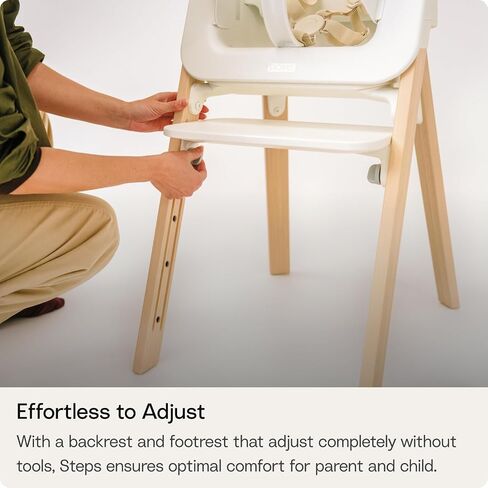 Stokke Steps Complete - أرجل رمادية ضبابية ومقعد أبيض ووسادة رمادية - نظام مقاعد 5 في 1 - يتضمن مجموعة أطفال وصينية ووسادة - للأطفال من سن 6 إلى 36 شهرًا - يتحمل الكرسي ما يصل إلى 187 رطلاً - خالٍ من الأدوات وقابل للتعديل in Kuwait