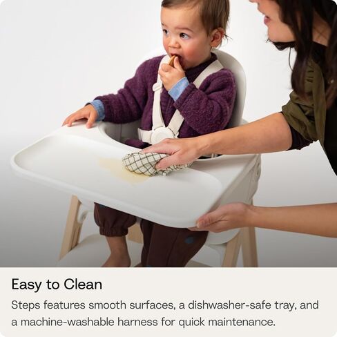 Stokke Steps Complete - أرجل رمادية ضبابية ومقعد أبيض ووسادة رمادية - نظام مقاعد 5 في 1 - يتضمن مجموعة أطفال وصينية ووسادة - للأطفال من سن 6 إلى 36 شهرًا - يتحمل الكرسي ما يصل إلى 187 رطلاً - خالٍ من الأدوات وقابل للتعديل in Kuwait