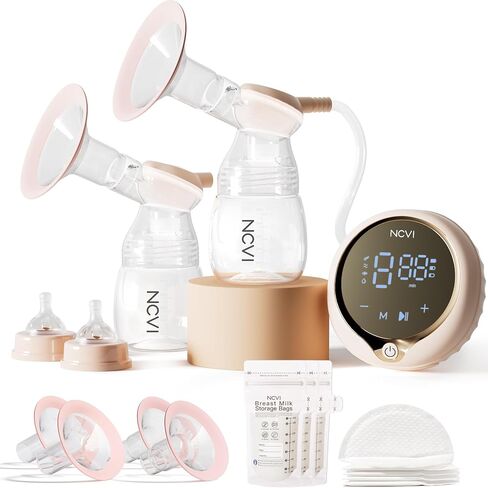 NCVI 8100 Double Electric Breast Pump, 24/28mm Flanges, LED Display | Anti-Backflow Milk Breastfeeding Pump, 4 Modes 9 Levels, Handheld Motor, Ultra-Quiet, Fit Large Nipples, for Home Work Travel in Kuwait