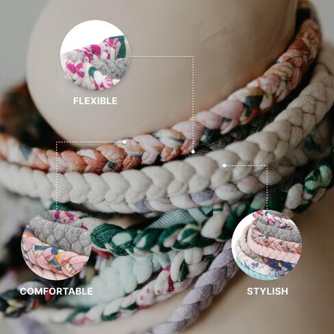 Parker Baby Co. Braided Nylon Baby Headbands, 10-Pack - Wildflower, Infant | Stretchy, gentle headband accessories for infants, photos, outfits and baby shower gifts. 12" circumference, fits 0-24 months in Kuwait