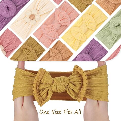 Baby Girls Headbands with Bows Soft Elastics Head Wrap Hair Accessories for Newborn Infant Toddler Kids in Kuwait