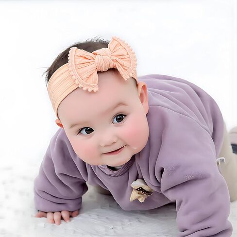 Baby Girls Headbands with Bows Soft Elastics Head Wrap Hair Accessories for Newborn Infant Toddler Kids in Kuwait