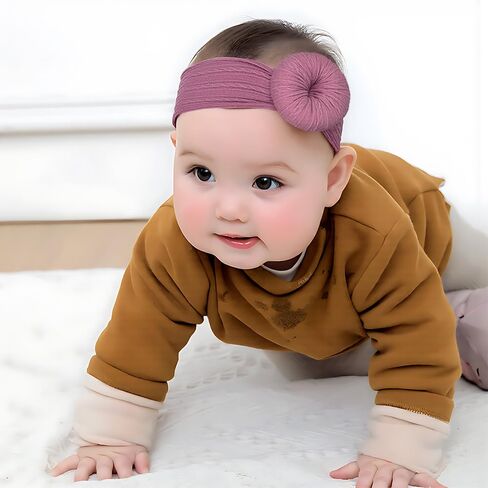 Baby Girls Headbands with Bows Soft Elastics Head Wrap Hair Accessories for Newborn Infant Toddler Kids in Kuwait