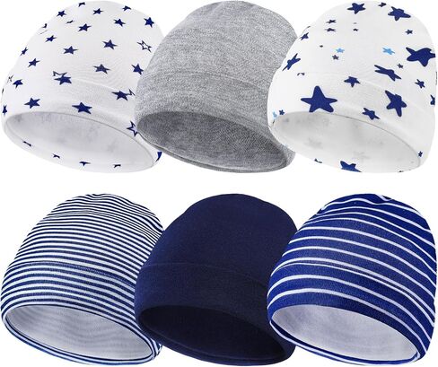 Newcotte 6 Pcs Preemie Baby Hats Cotton Preemie Caps Warm Newborn Beanie Premature Hat for Nicu Premature Baby Boy Girl in Kuwait