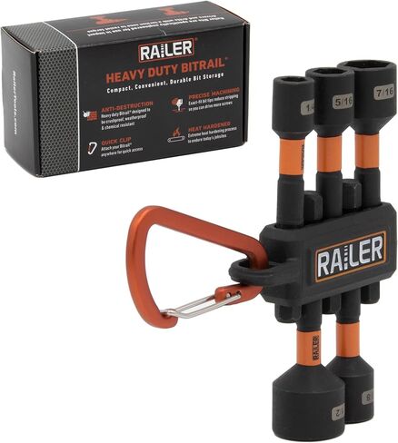 Railer Nut Driver Set - Premium 2-9/16 Inch 5-Piece Nutsetter Bit Set With A Storage Bit Holder & Carabiner in Kuwait