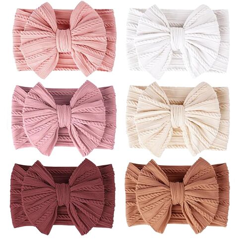 ALinmo 12 Pack Baby Headbands Super Soft Stretchy Nylon Baby Girl Headbands | Soft Nylon Elastic Hairbands with Hair Bows Hair Accessories for Baby Girls Newbrons infants Toddlers in Kuwait