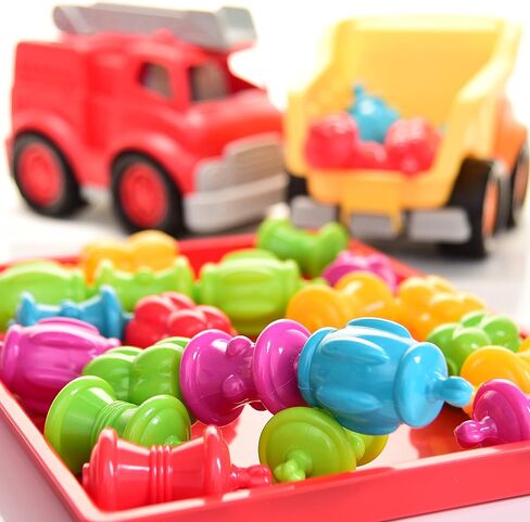 Constructive Playthings Colorful Toddler Snap Beads Set | For Children and Toddlers Ages 1+, Pop Beads Arts and Craft Developmental Kids STEM Toy Set, Multicolor in Kuwait