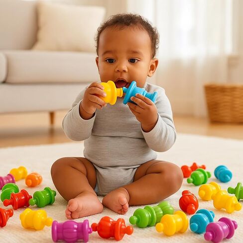 Constructive Playthings Colorful Toddler Snap Beads Set | For Children and Toddlers Ages 1+, Pop Beads Arts and Craft Developmental Kids STEM Toy Set, Multicolor in Kuwait