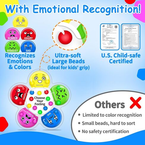 KidSquare Color Sorting Sensory Toys for Kids with Autism, Autistic 5-7 | Travel Gifts for Kids, Social Emotional Learning Activities, Fine Motor Skills, Calming Fidget Toys, Feelings Wheel, Ages 3+ in Kuwait