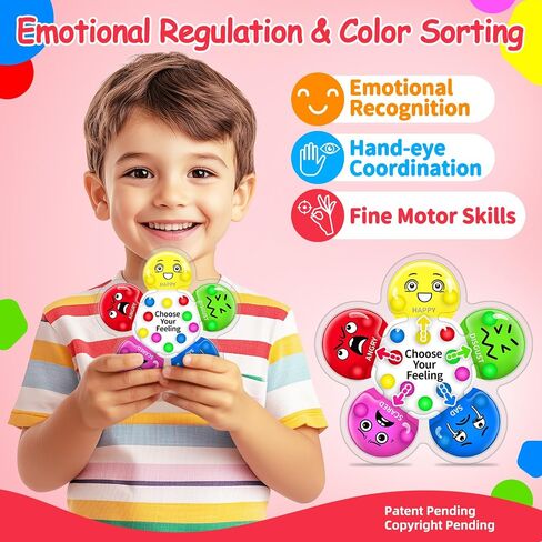 KidSquare Color Sorting Sensory Toys for Kids with Autism, Autistic 5-7 | Travel Gifts for Kids, Social Emotional Learning Activities, Fine Motor Skills, Calming Fidget Toys, Feelings Wheel, Ages 3+ in Kuwait