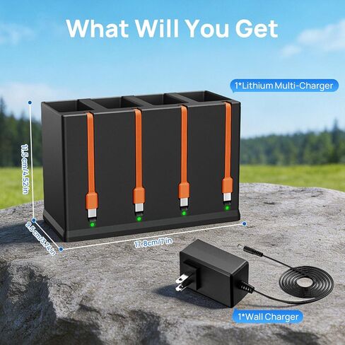 Battery Charger with 4Pcs Power Mag Batteries Pack Compatible with Moultrie Edge Cellular Trail Camera Battery for Edge, Edge PRO Edge 2 PRO in Kuwait