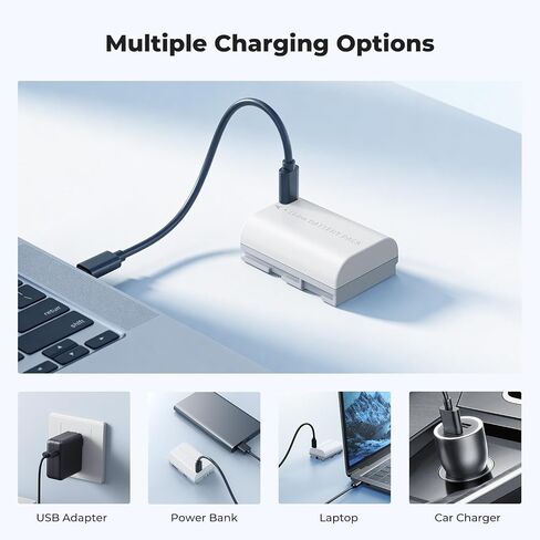 K&F CONCEPT LP-E6P Battery, 2-Pack 2520mAh USB-C R6 Mark III Battery Compatible with Canon EOS R5 Mark II, C50 R6V R6 R7 5D 5DS R 6D 7D 60D 70D 80D 90D Cameras, 2.5h Fast Full Charging, Fully Decoded in Saudi Arabia