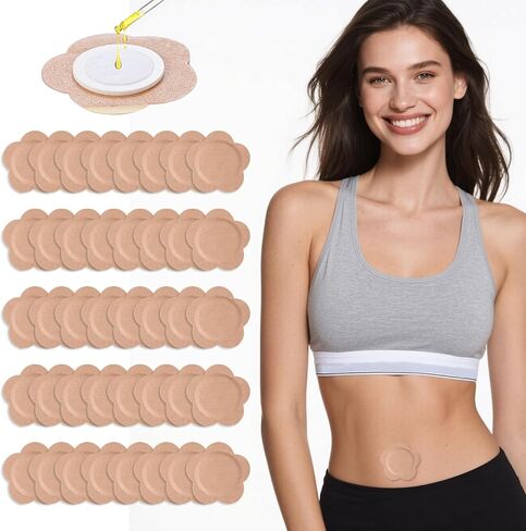 Autdor Castor Oil Patches for Belly Button, 50PCS Castor Oil Pack Wraps Organic Cotton Self-Adhesive Castors Oils Pack Anti Leakage Disposable Pads Portable & Breathable No Wash (Oil Not Included) in Kuwait