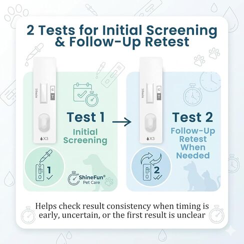 Dog & Cat Pregnancy Test Kit, 2-Test Urine-Based Screening | Up to 98% accuracy. No blood sample needed; urine-based dog & cat kit with liners, cups and result card. in Kuwait