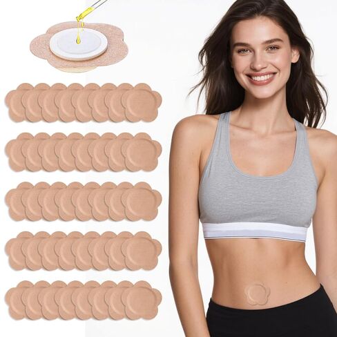 Autdor Castor Oil Patches for Belly Button, 100PCS Castor Oil Pack Wraps Organic Cotton Self-Adhesive Castors Oils Pack Anti Leakage Disposable Pads Portable & Breathable No Wash (Oil Not Included) in Kuwait
