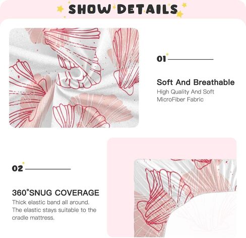Kigai Coral Seashell Crib Sheets - Stretchy Fitted Crib Sheets for Boys Girls, Unisex Cozy Baby Crib Sheet 28 x 52 x 9 Inches in Kuwait