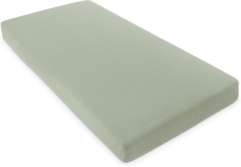 Organic Muslin Fitted Crib Sheet - Organic Crib Sheet for Standard Crib and Toddler Mattresses, Soft and Breathable, Solid Sage Green, Boho Baby, 28"x52" in Kuwait