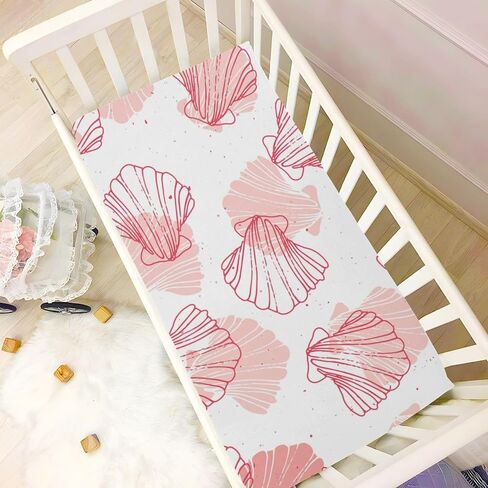 Kigai Coral Seashell Crib Sheets - Stretchy Fitted Crib Sheets for Boys Girls, Unisex Cozy Baby Crib Sheet 28 x 52 x 9 Inches in Kuwait