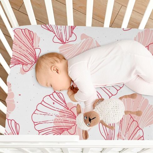 Kigai Coral Seashell Crib Sheets - Stretchy Fitted Crib Sheets for Boys Girls, Unisex Cozy Baby Crib Sheet 28 x 52 x 9 Inches in Kuwait