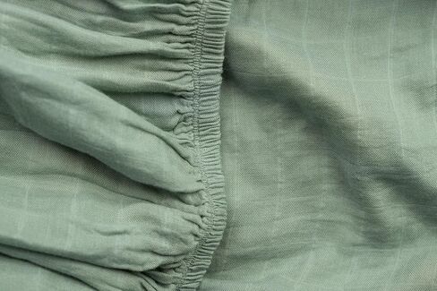 Organic Muslin Fitted Crib Sheet - Organic Crib Sheet for Standard Crib and Toddler Mattresses, Soft and Breathable, Solid Sage Green, Boho Baby, 28"x52" in Kuwait