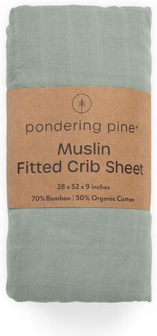 Organic Muslin Fitted Crib Sheet - Organic Crib Sheet for Standard Crib and Toddler Mattresses, Soft and Breathable, Solid Sage Green, Boho Baby, 28"x52" in Kuwait