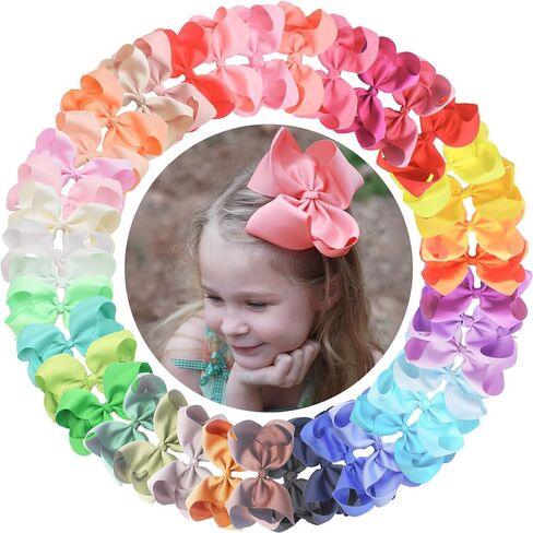 CÉLLOT Big 6" Hair Bows for Girls Alligator Clips Toddler Hair Accessories | Grosgrain Ribbon Bow | Back to School | 30 Pieces 6 Inch Girls Bows |Hair Essential for Kids,Little Girls,Teens in Kuwait