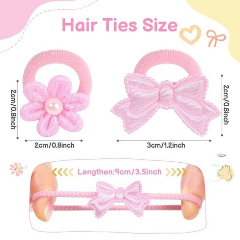 OAOLEER 48PCS Baby Hair Ties, Toddler Hair Ties No Damage with Flower, Soft Elastic Ponytail Holders Hair Accessories for Thick Hair Infants Baby Toddlers Little Girls, 1 Inch (Vivid) in Kuwait