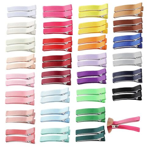 Cinaci 60 Pack/30 Pairs Solid 2 Inch Grosgrain Ribbon Fabric Covered Fully Lined Alligator Hair Clips Duckbill Small Cloth Wrapped Barrette DIY Craft Hair Bows Accessories for Baby Girls Toddlers Kids in Kuwait