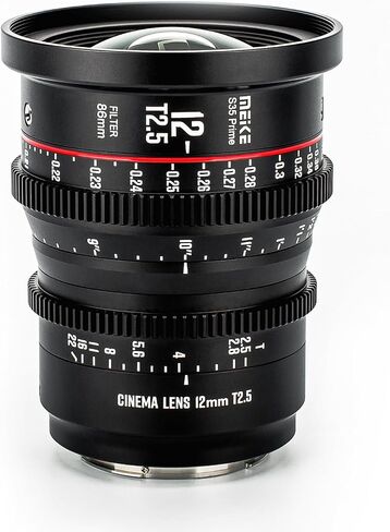 Meike 12mm T2.5 Cinema Lens - Compatible with Canon EF Mount & Cinecamcorders EOS C100, C200, C300, Zcam E2-S6 6K in Kuwait