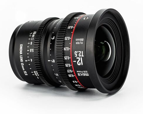 Meike 12mm T2.5 Cinema Lens - Compatible with Canon EF Mount & Cinecamcorders EOS C100, C200, C300, Zcam E2-S6 6K in Kuwait