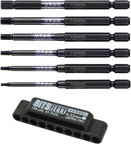 Vessel SS16H-6PSA Hex Screwdriver Bit Set, Set of 6 (Holder Included) in Kuwait