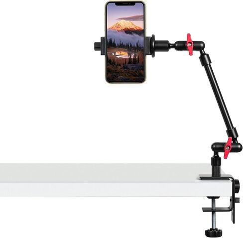 Magic Arm with Clamp, Long Articulating Arm Camera Mount, Adjustable Phone Mount Holder 360° Rotation, Mic Arm for Microphone, LED Lights, for Phone, Tripod, Desk, Table in Kuwait
