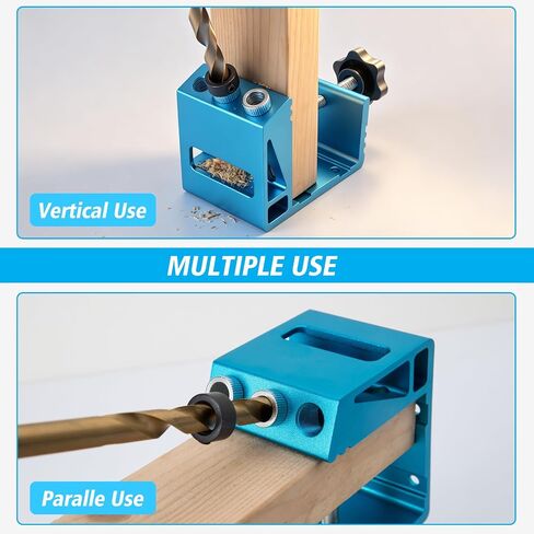 Pocket Hole Jig Kit with Drill Guide Joint 15 Degree Woodworking Inclined Hole Angle Tool Dowel Drill Pocket Joinery Screw Set Kit Adjustable Drill Jig Guides Joint Carpentry Locator Woodworking Tool in Kuwait