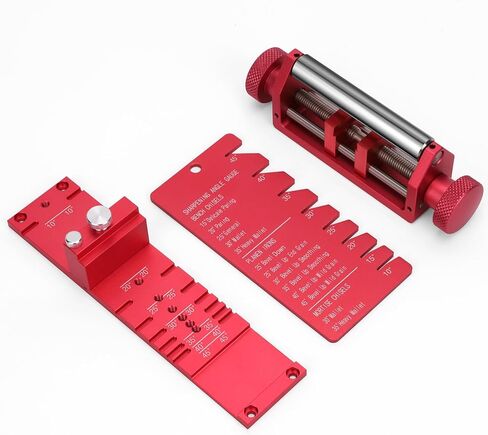 Chisel Sharpening Jig, Honing Guide for Woodworking Chisels and Planes Width 0.1" to 2.8", Metal Chisel Sharpening Kit with Angle Fixture and Angle Gague, Red Pink in Kuwait