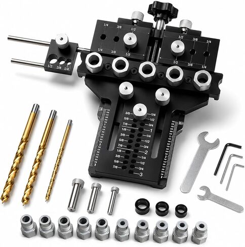 Bisenkud 5-Hole Alloy Steel Dowel Jig for Cabinet and Furniture Alignment | Repeatable Drilling, Fewer Repositioning Steps, for Long Boards, Face Frames and Tabletop Glue-Ups in Kuwait