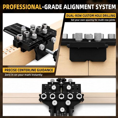 Bisenkud 5-Hole Alloy Steel Dowel Jig for Cabinet and Furniture Alignment | Repeatable Drilling, Fewer Repositioning Steps, for Long Boards, Face Frames and Tabletop Glue-Ups in Kuwait