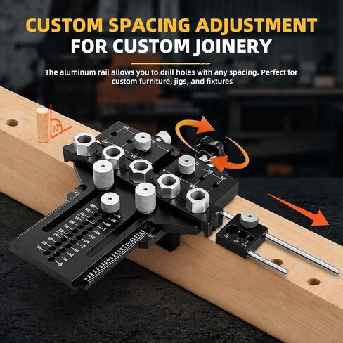 Bisenkud 5-Hole Alloy Steel Dowel Jig for Cabinet and Furniture Alignment | Repeatable Drilling, Fewer Repositioning Steps, for Long Boards, Face Frames and Tabletop Glue-Ups in Kuwait