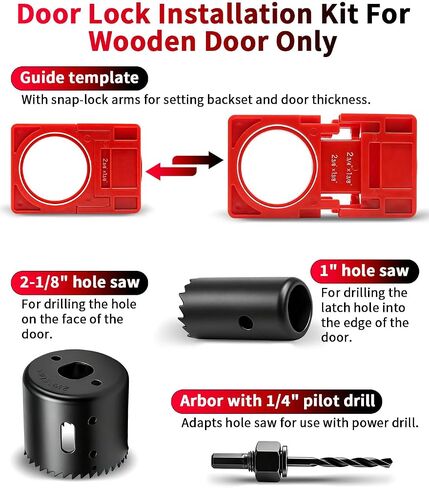 Door Hinge Jig & Lock Installation Kit, Aluminum Alloy Hinge Template Jig | Mortise Fits 2.5"–5" Hinge, 1/4" Radius, 5/8" Radius, Square, Door Hole Drilling Kit for Knob and Deadbolt, Not for Door Jamb in Kuwait