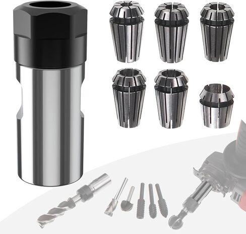 5/8"-11 Thread Angle Grinder Extension Shaft Set Electric Drill Conversion Collets Adapter Woodworking Tool Accessories Include Spring Collet (6, 1/4, 8, 9.5, 10, 1/2) 7PCS in Kuwait