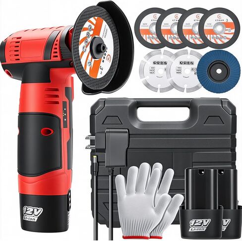 Housiwill Mini Angle Grinder Tool, 19500RPM Cordless Angle Grinder, Cordless Electric Power Angle Grinder Tool with 2pcs Batteries, 76mm Grinder Handheld Cutter for Metal Wood Grinding and Cutting in Kuwait