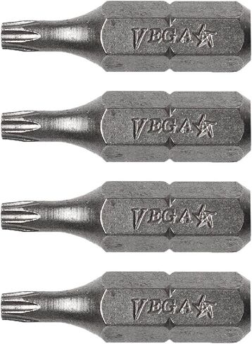 VEGA T5 TORX Security Star Bits. Professional Grade ¼ Inch Hex Shank TORX T-5 S2 Steel 1" Security Star Bits. 125TT05A-4 (Pack of 4) in Kuwait