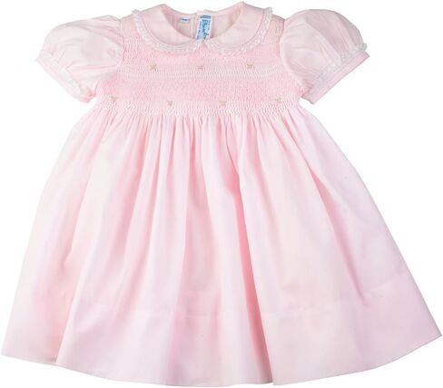Feltman Brothers Dress Girls Pink Smocked Dress with Lace Trim Infant (18 Months) in Kuwait