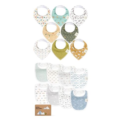 KeaBabies 8-Pack Baby Bandana Drool Bibs and 8-Pack Baby Bibs for Girls & Boys - Cotton Cloths for Toddlers Boys, Girls - Absorbent Teething and Drool Catcher in Kuwait