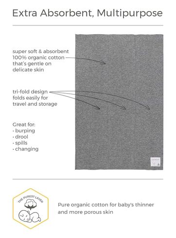 Burts Bees Baby Infant Burp Cloths, 100% Organic Cotton Extra Absorbent Soft Fabric Drool Cloths, 5-Pack Newborn Must-Have Essential Large Burping Cloths, One Size 17 x 11.75 Inches in Kuwait
