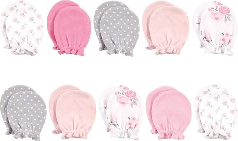 Hudson Baby Baby Hudson Baby Unisex Baby Cotton Scratch Mittens, Pink Clouds, One Size in Kuwait