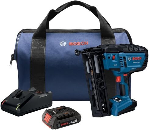 BOSCH GNH18V-16MAN 18V Brushless 16-Gauge Angled Finish Nailer - Fastens up to 1,600 Nails per Charge, One-Handed Activation, Tool-Free Jam Clearing, Belt Hook (Bare Tool) in Kuwait