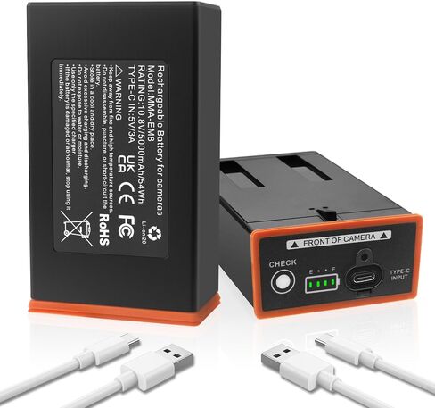 ANTIEE 2-Pack Replacement Battery for Moultrie Edge Cellular Trail Camera | 5000mAh for Moultrie Edge, Edge 2, Edge Pro, Edge 2 Pro, Edge 3, USB-C & Solar Panels Charging for Extended Outdoor Use in Kuwait