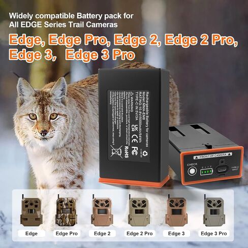 ANTIEE 2-Pack Replacement Battery for Moultrie Edge Cellular Trail Camera | 5000mAh for Moultrie Edge, Edge 2, Edge Pro, Edge 2 Pro, Edge 3, USB-C & Solar Panels Charging for Extended Outdoor Use in Saudi Arabia